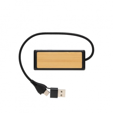 Logo trade advertising product photo of: Link RCS recycled plastic and bamboo dual Input USB hub
