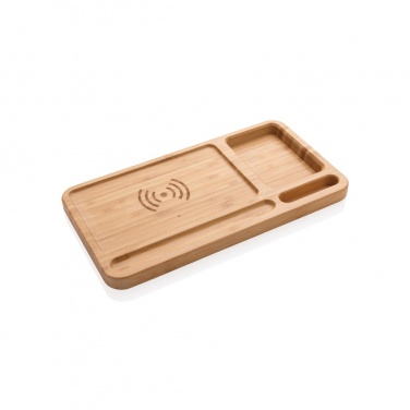 Logo trade promotional products picture of: Bamboo desk organiser 5W wireless charger