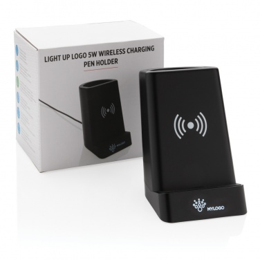 Logotrade promotional merchandise photo of: Light up logo 5W wireless charging pen holder