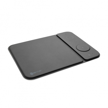 Logo trade promotional products image of: Swiss peak RCS recycled PU 15W 3 in 1 charging mousepad