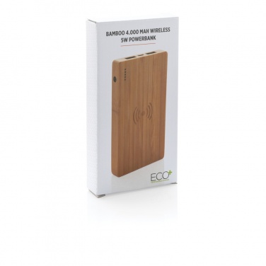 Logotrade corporate gift image of: Bamboo 4.000 mAh wireless 5W Powerbank