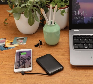 Logo trade promotional giveaways picture of: 5.000 mAh Pocket Powerbank with integrated cables