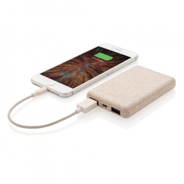 Logo trade corporate gifts image of: Wheat Straw 5.000 mAh Pocket Powerbank