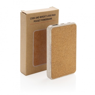 Logo trade promotional items image of: Cork and Wheat 5.000 mAh pocket powerbank