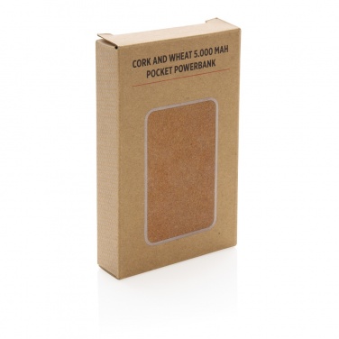 Logo trade promotional merchandise image of: Cork and Wheat 5.000 mAh pocket powerbank