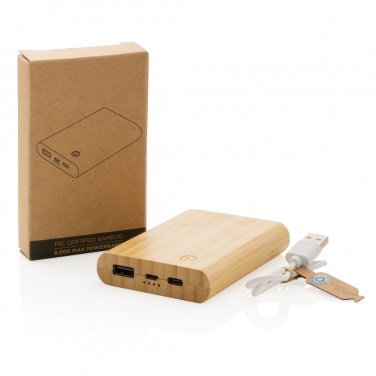 Logo trade promotional merchandise picture of: Bamboo 5.000 mAh powerbank