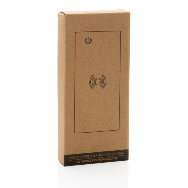 Logo trade promotional giveaway photo of: Bamboo 8.000 mAh 5W wireless powerbank