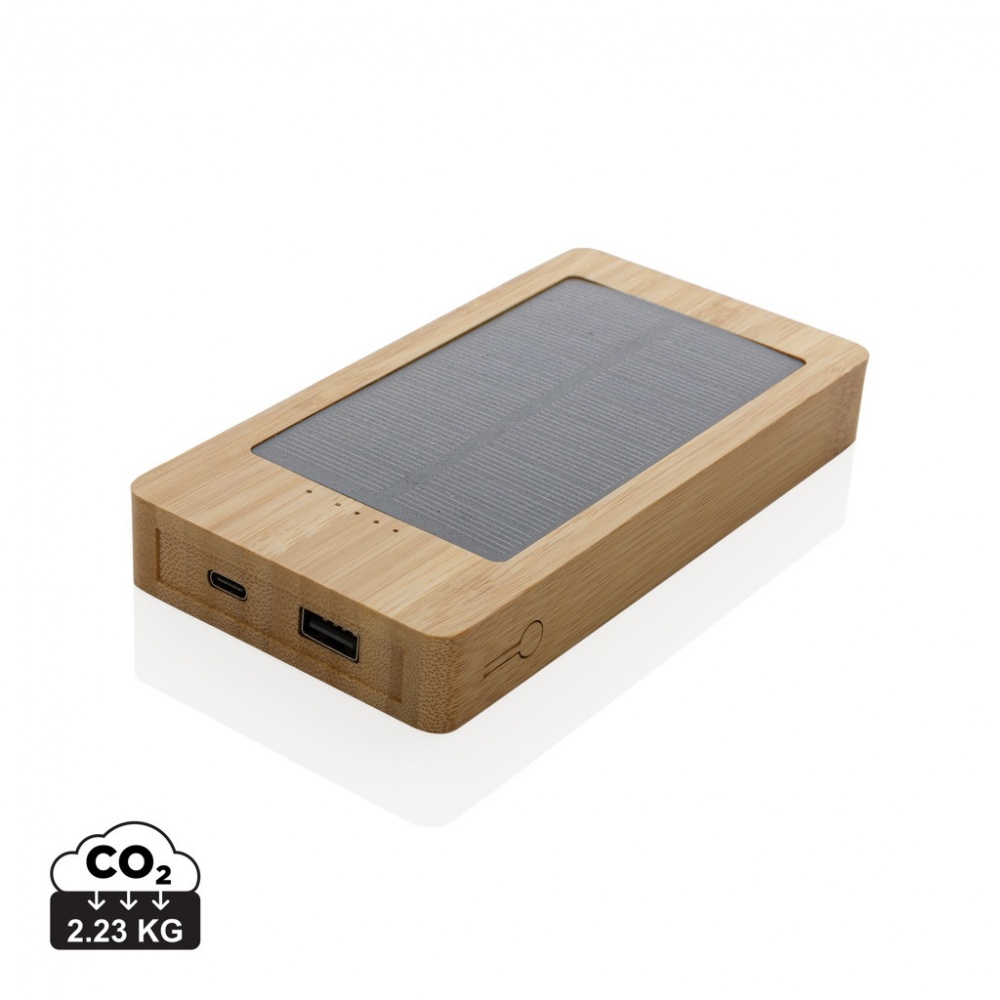 Logo trade promotional gifts picture of: Sunwick 10.000 mAh Bamboo solar powerbank
