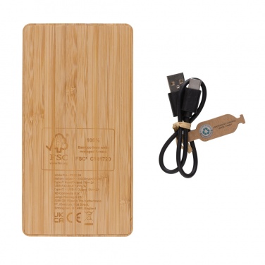 Logotrade promotional gift image of: Sunwick 10.000 mAh Bamboo solar powerbank