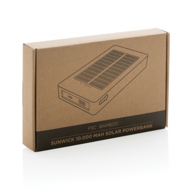 Logo trade business gift photo of: Sunwick 10.000 mAh Bamboo solar powerbank