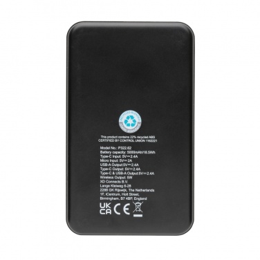 Logotrade promotional merchandise image of: RCS recycled plastic 5.000 mAh 5W wireless powerbank