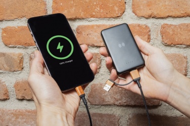 Logo trade promotional merchandise image of: RCS recycled plastic 5.000 mAh 5W wireless powerbank