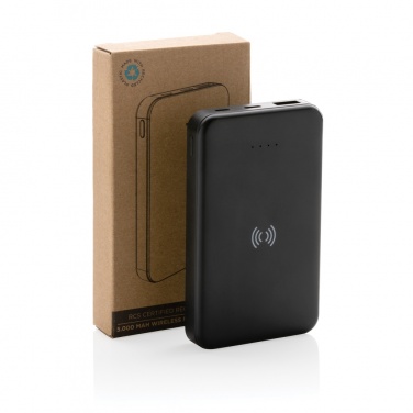 Logo trade promotional gifts image of: RCS recycled plastic 5.000 mAh 5W wireless powerbank