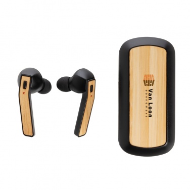Logotrade promotional products photo of: Bamboo Free Flow TWS earbuds in case