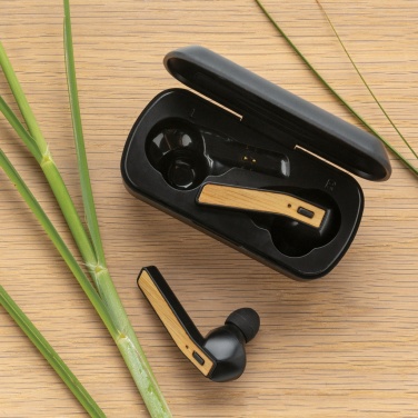 Logotrade promotional merchandise image of: Bamboo Free Flow TWS earbuds in case