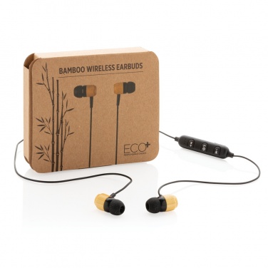 Logotrade promotional product image of: Bamboo wireless earbuds