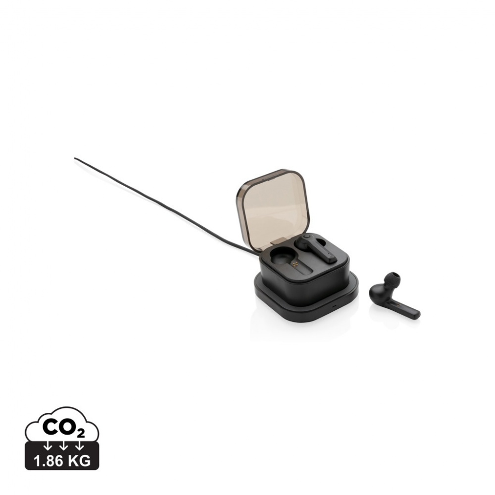 Logo trade corporate gifts image of: TWS earbuds in wireless charging case
