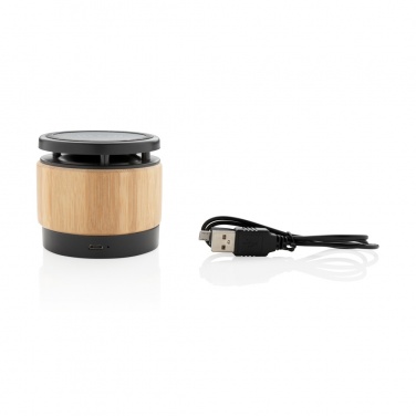 Logo trade promotional merchandise picture of: Bamboo wireless charger speaker