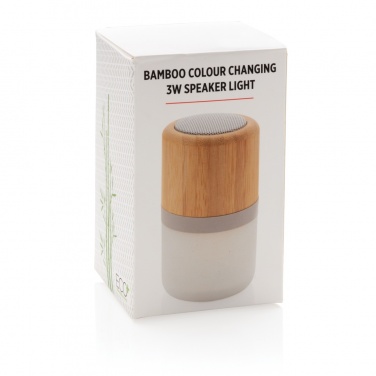 Logo trade promotional merchandise image of: Bamboo colour changing 3W speaker light