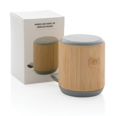 Logo trade corporate gift photo of: Bamboo and fabric 3W wireless speaker