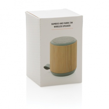 Logotrade promotional item picture of: Bamboo and fabric 3W wireless speaker