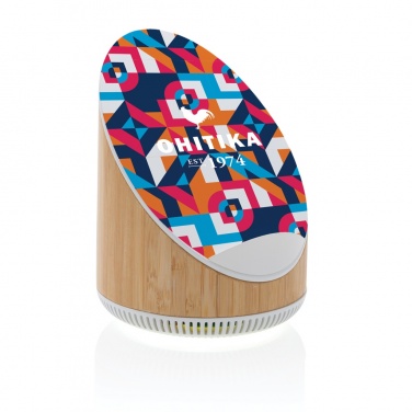 Logo trade promotional merchandise picture of: Ovate bamboo 5W speaker with 15W wireless charger