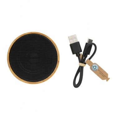 Logo trade promotional merchandise photo of: RCS recycled plastic and bamboo 3W wireless speaker