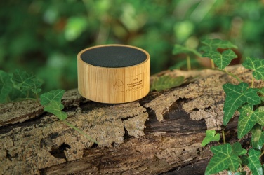 Logo trade promotional item photo of: RCS recycled plastic and bamboo 3W wireless speaker