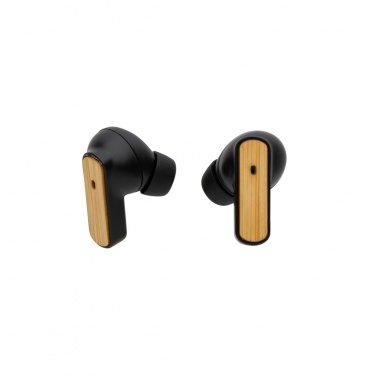 Logo trade promotional gifts image of: RCS recycled plastic & bamboo TWS earbuds