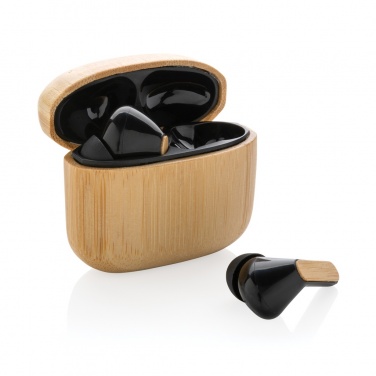 Logotrade promotional product picture of: Bamboo TWS earbuds with RCS recycled plastic