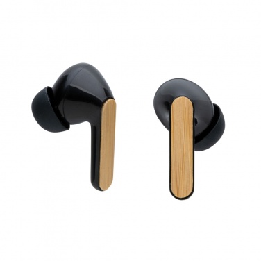 Logo trade corporate gift photo of: Bamboo TWS earbuds with RCS recycled plastic