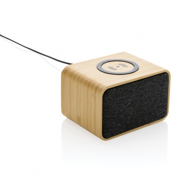 Logo trade promotional item photo of: RCS Rplastic 3W speaker with bamboo 5W wireless