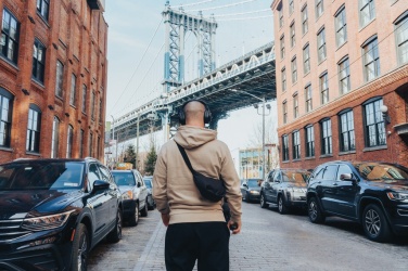 Logo trade corporate gifts picture of: Irvine RCS recycled and repairable ANC wireless headphone