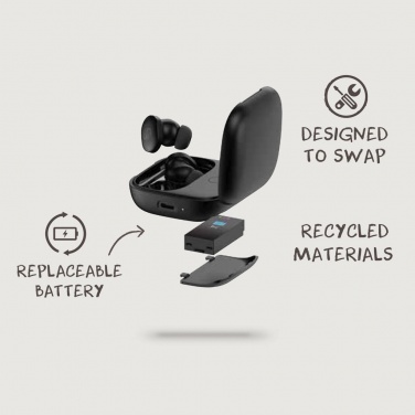 Logo trade advertising products image of: Lakewood RCS recycled and repairable wireless earbuds
