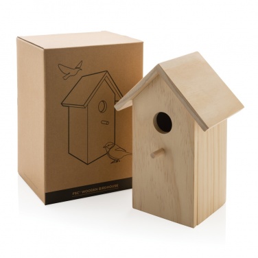 Logo trade corporate gifts image of: Wooden birdhouse