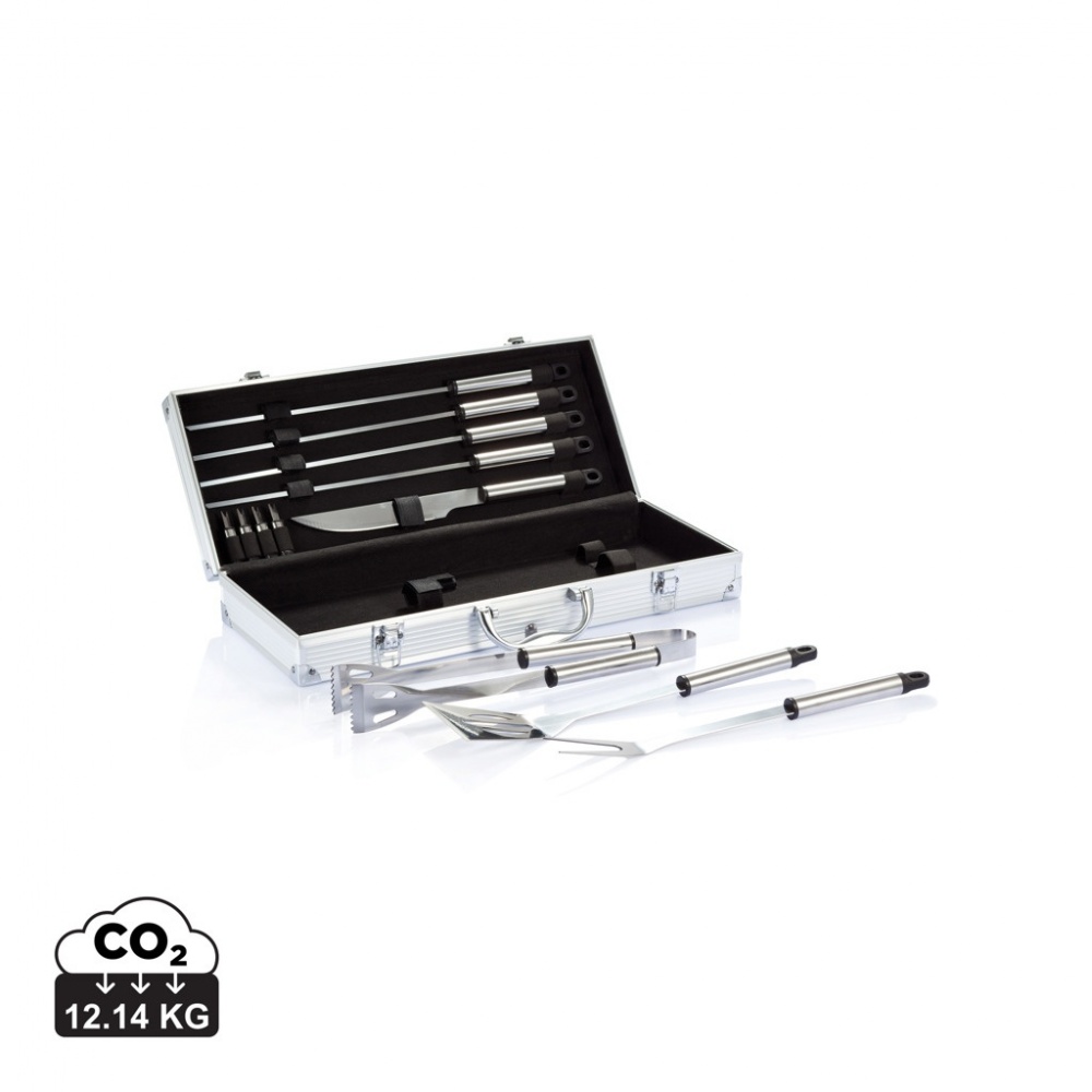 Logotrade business gift image of: 12 pcs barbecue set in aluminium box
