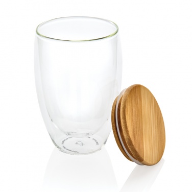 Logotrade business gifts photo of: Double wall borosilicate glass with bamboo lid 350ml