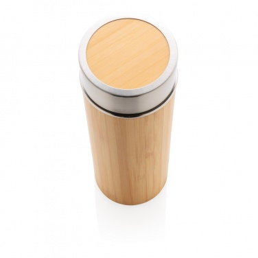 Logo trade promotional gifts image of: Leak proof bamboo vacuum bottle
