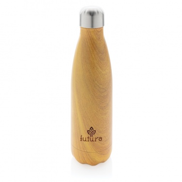 Logo trade corporate gifts image of: Vacuum insulated stainless steel bottle with wood print