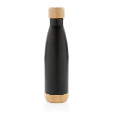 Logo trade corporate gifts image of: Vacuum stainless steel bottle with bamboo lid and bottom