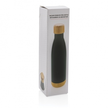 Logo trade corporate gifts image of: Vacuum stainless steel bottle with bamboo lid and bottom