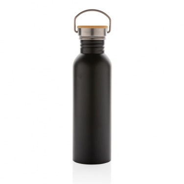 Logo trade business gifts image of: Modern stainless steel bottle with bamboo lid