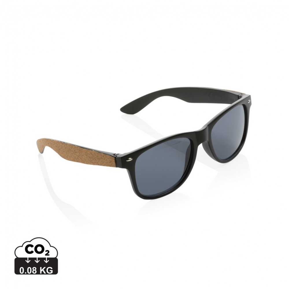 Logo trade promotional items image of: GRS recycled PC plastic sunglasses with cork