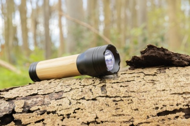 Logo trade promotional giveaway photo of: Lucid 3W RCS certified recycled plastic & bamboo torch