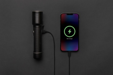 Logo trade promotional gifts image of: RCS recycled aluminum USB-rechargeable heavy duty torch