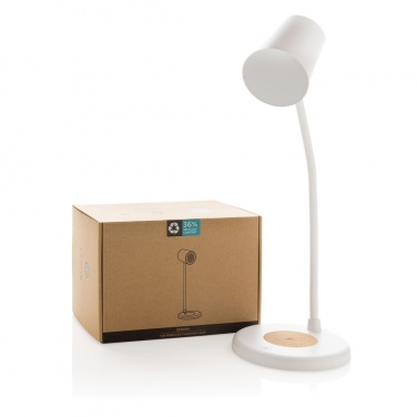 Logotrade promotional giveaway picture of: Zenara RCS recycled plastic and cork 15W wireless desk lamp
