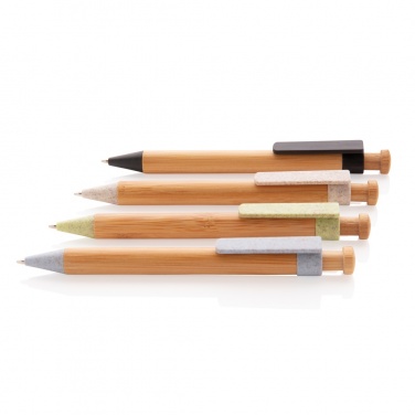 Logo trade promotional gift photo of: Bamboo pen with wheatstraw clip