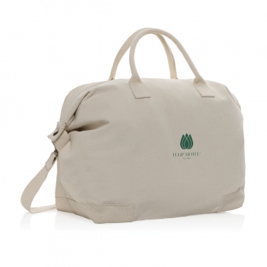 Logo trade promotional item photo of: Kezar AWARE™ 500 gsm recycled canvas deluxe weekend bag