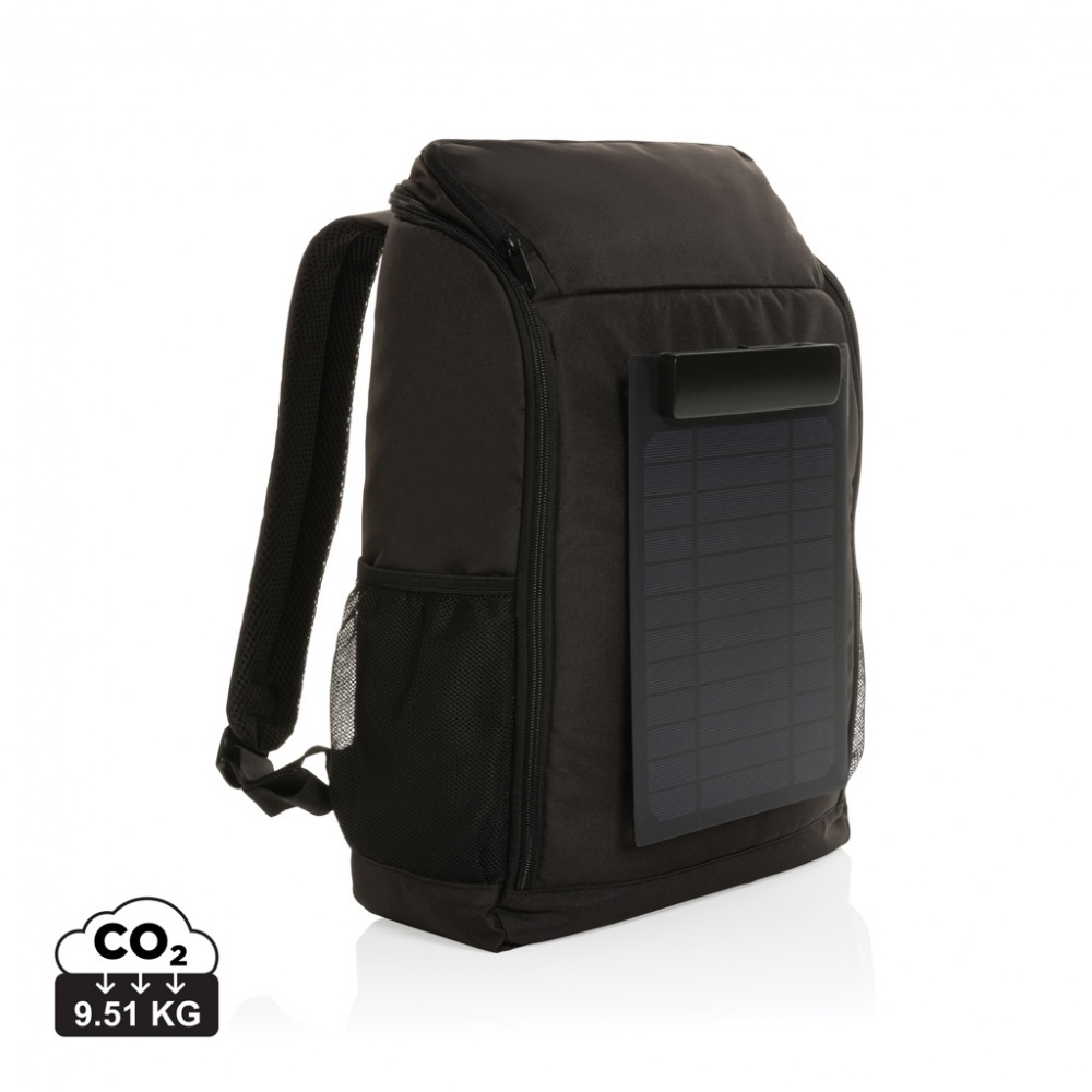 Logo trade promotional products picture of: Pedro AWARE™ RPET deluxe backpack with 5W solar panel