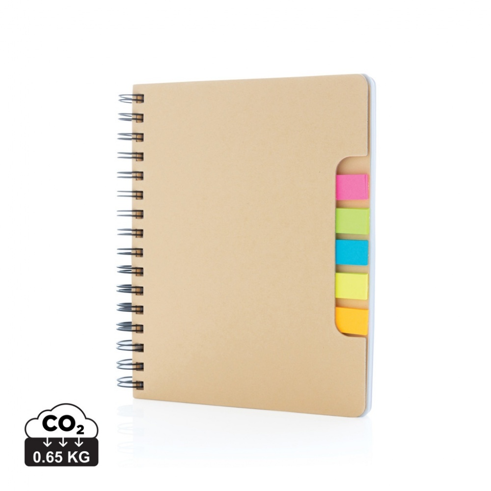 Logo trade promotional merchandise image of: A5 Kraft spiral notebook with sticky notes